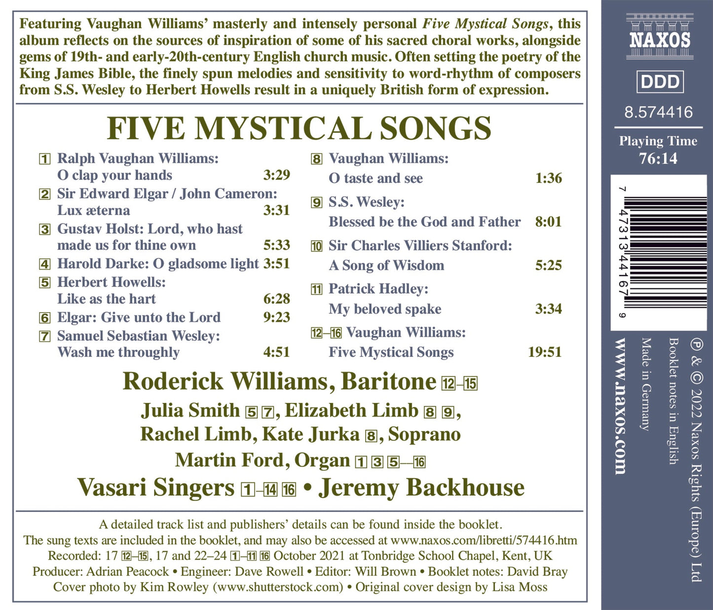 Vaughan Williams: Five Mystical Songs & Other British Choral