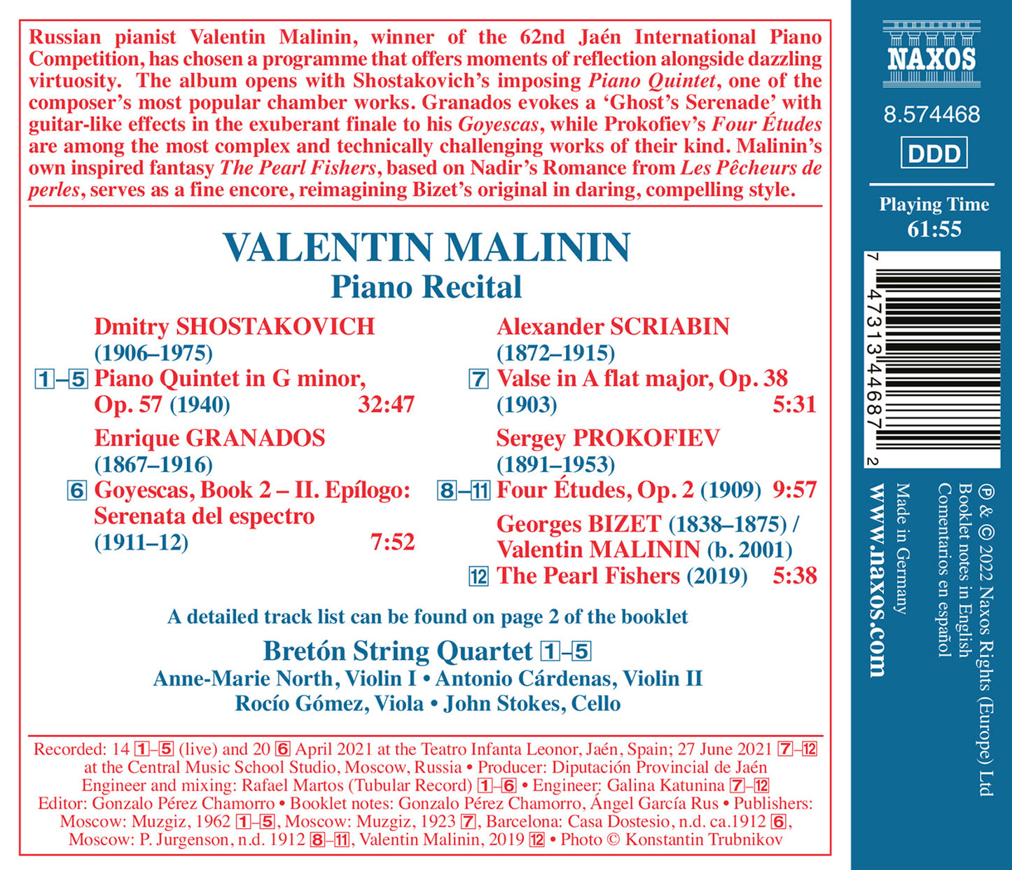 Valentin Malinin, 2021 Winner Of The Jaen Prize Internationa
