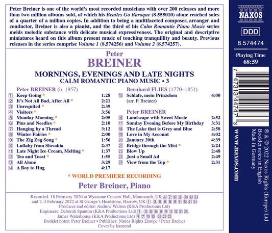 Breiner: Calm Romantic Piano Music - Mornings, Evenings & La  Peter Breiner