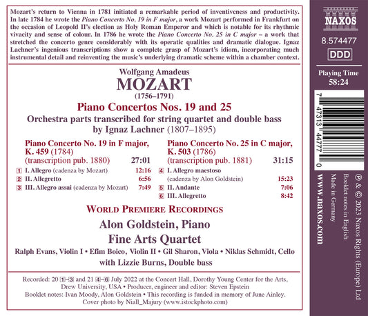 Mozart: Piano Concertos Nos. 19, K. 459 & 25, K.503 (Arr. Fo Stan Getz