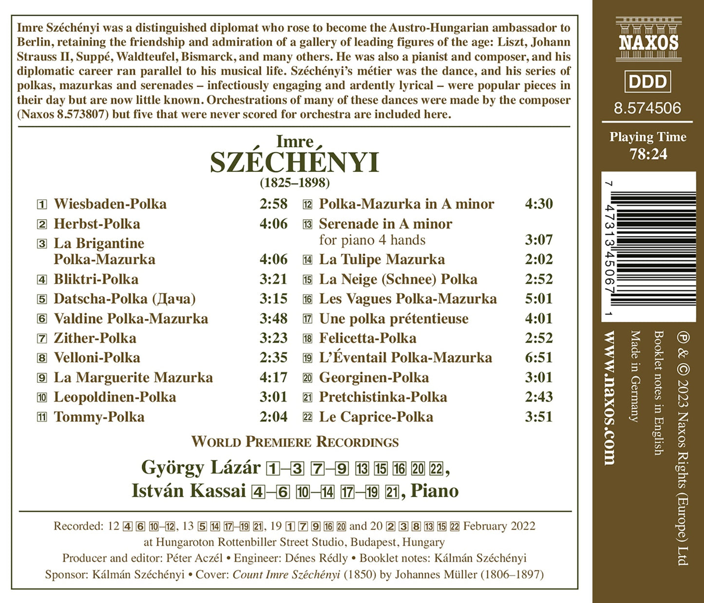 Szechenyi: Dances For Piano