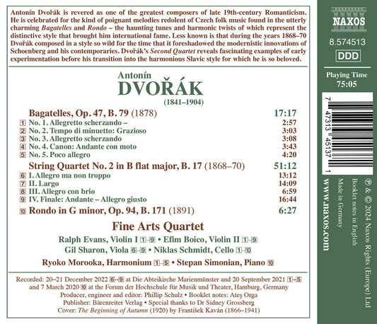 Dvorak: String Quartet No. 2, B 17; Bagatelles, Op. 47; Rond