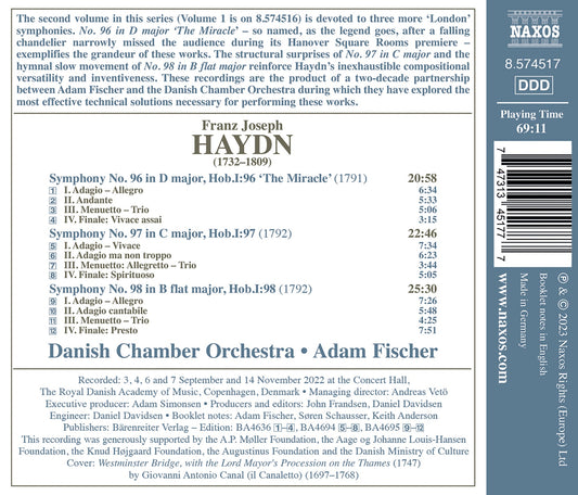 Haydn: Late Symphonies, Vol. 2 - Nos. 96-98