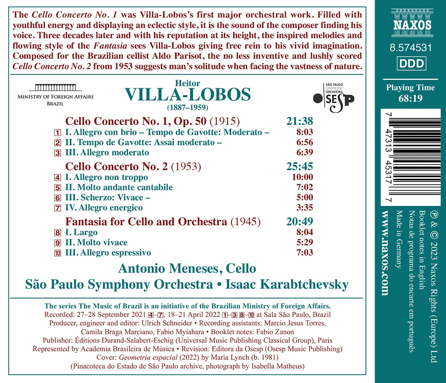 Villa-Lobos: Cello Concertos Nos. 1 & 2; Fantasia