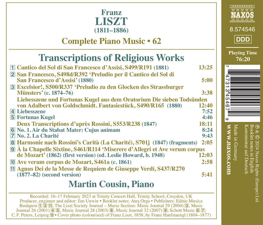 Liszt: Complete Piano Music, Vol. 62 - Transcriptions of Rel