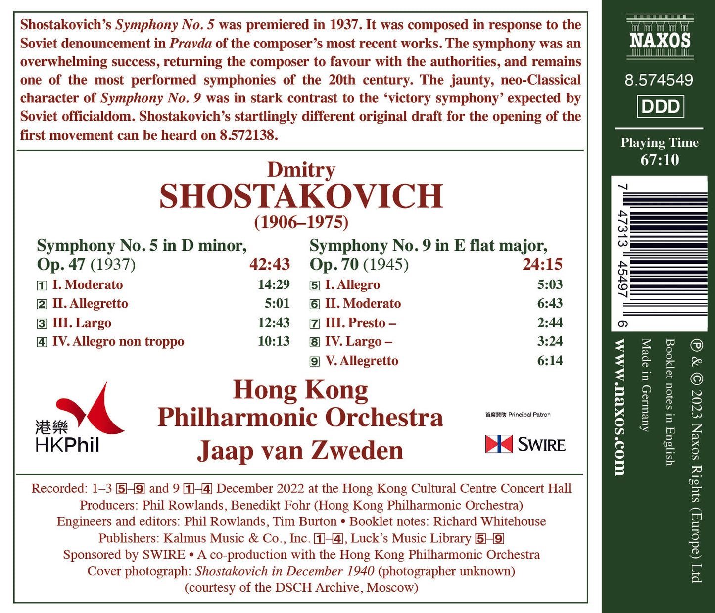 Shostakovich: Symphonies Nos. 5 & 9