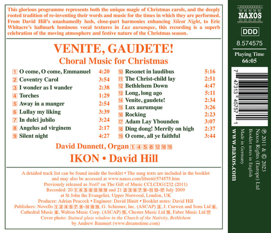 Venite, Gaudete – Choral Music For Christmas  Ikon, David Dunnett, David Hill
