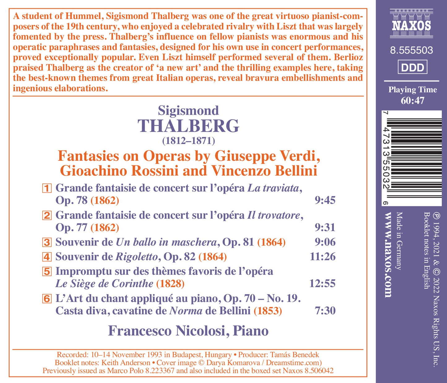 Thalberg: Fantasies On Operas By Verdi, Rossini & Bellini