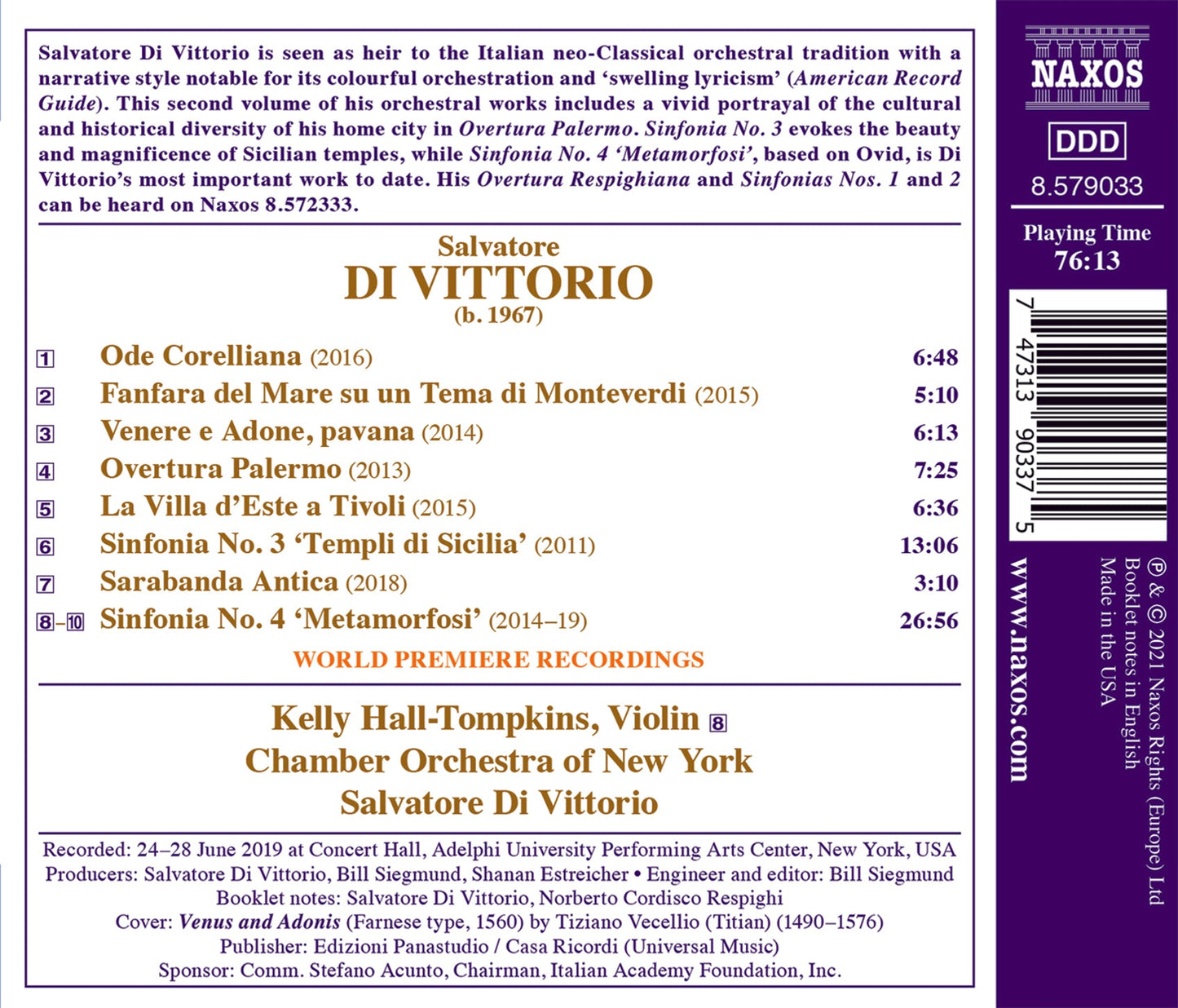 Di Vittorio: Sinfonias Nos. 3 & 4