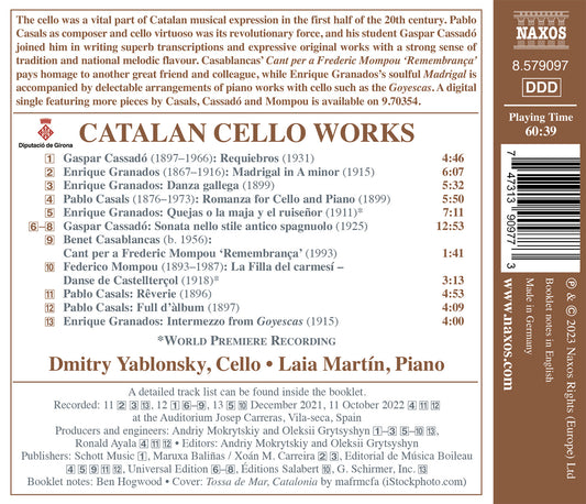 Casals, Cassadó, Granados et al: Catalan Cello Works / Yablonsky, Martín