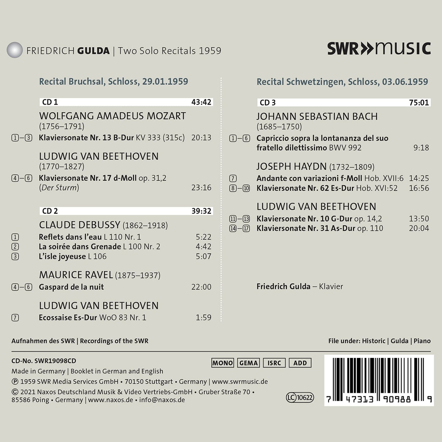 Friedrich Gulda: Two Recitals 1959