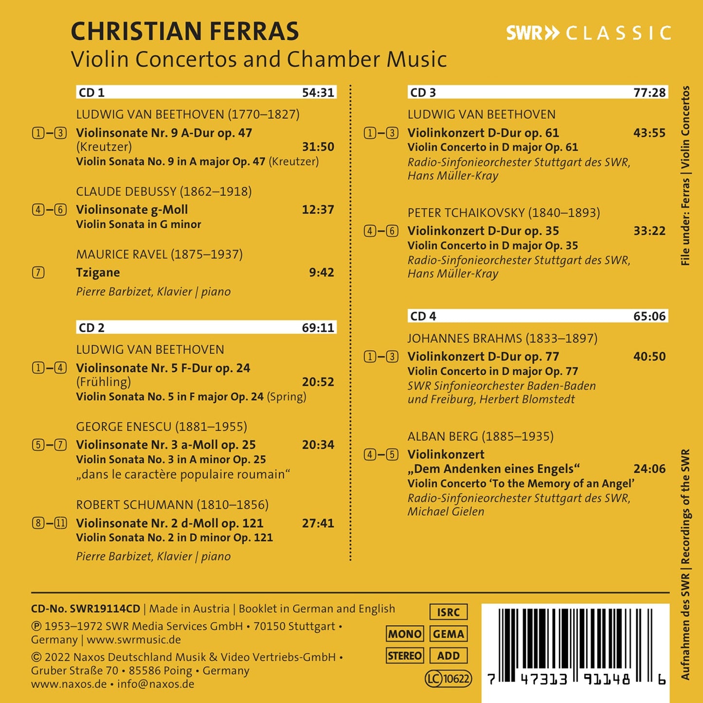 Christian Ferras Plays Violin Sonatas & Concertos