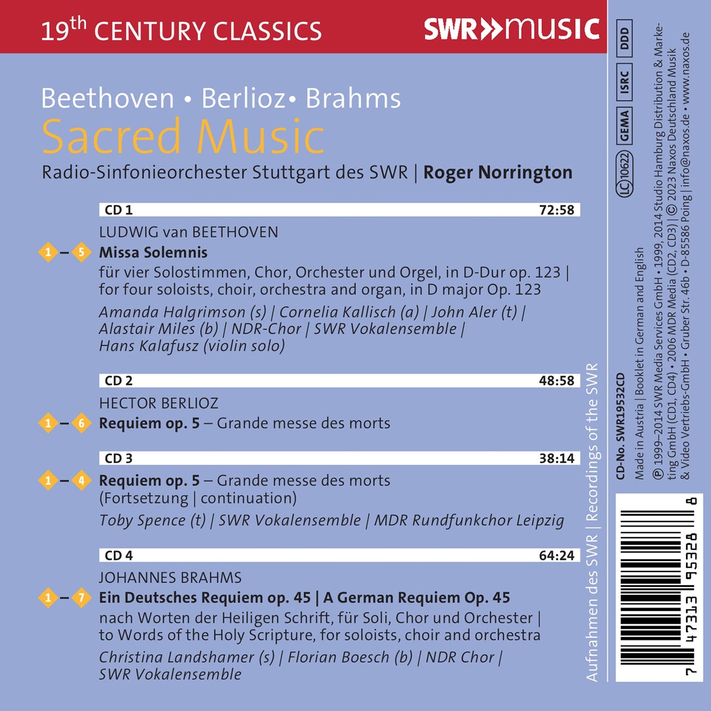 Beethoven, Berlioz & Brahms: Sacred Music