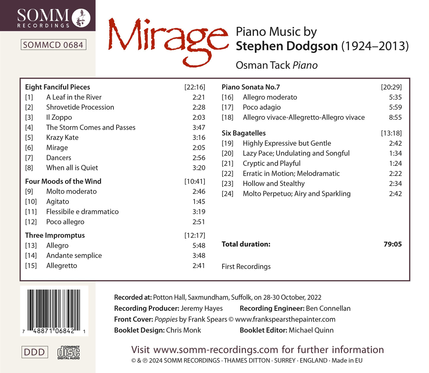 Dodgson: Mirage - Piano Music Osman Tack