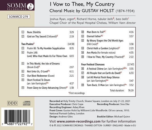 Holst: I Vow To Thee, My Country - Choral Music