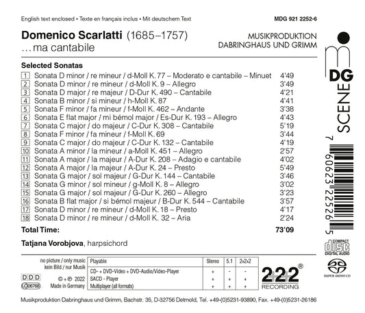 Scarlatti: …ma cantabile / Tatjana Vorobjova