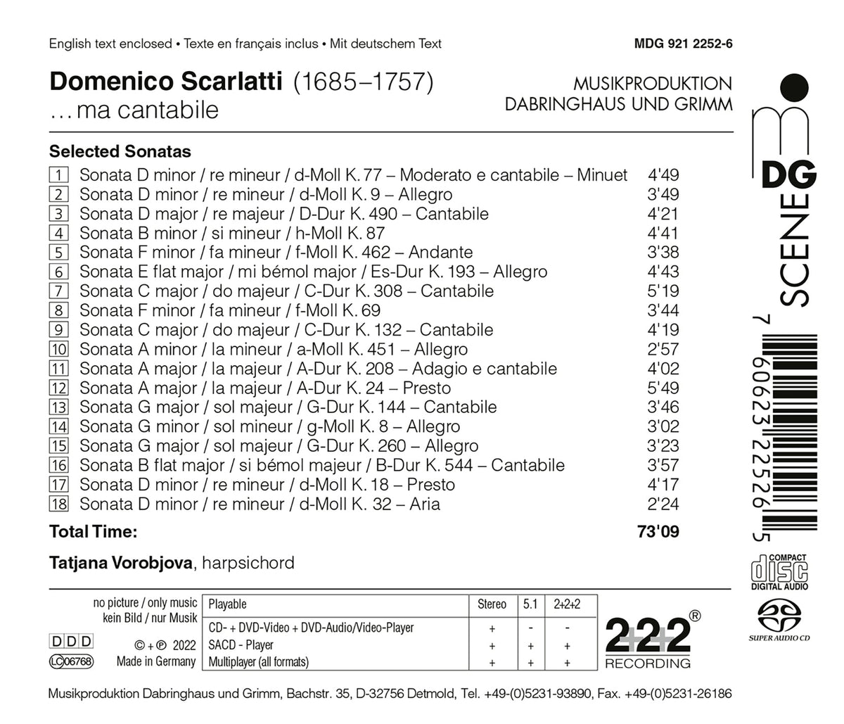 Scarlatti: …ma cantabile / Tatjana Vorobjova
