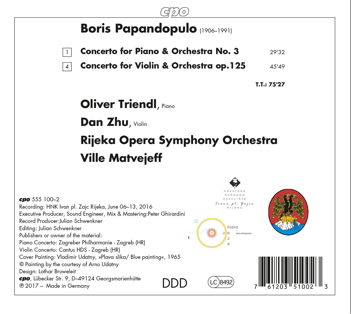 Papandopulo: Piano Concerto No. 3 & Violin Concerto