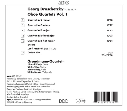 Druschetzky: Oboe Quartets, Vol. 1
