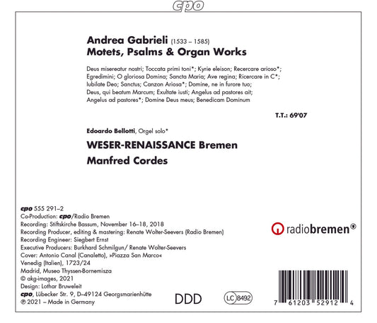 MOTETS, PSALMS & ORGAN WORKS