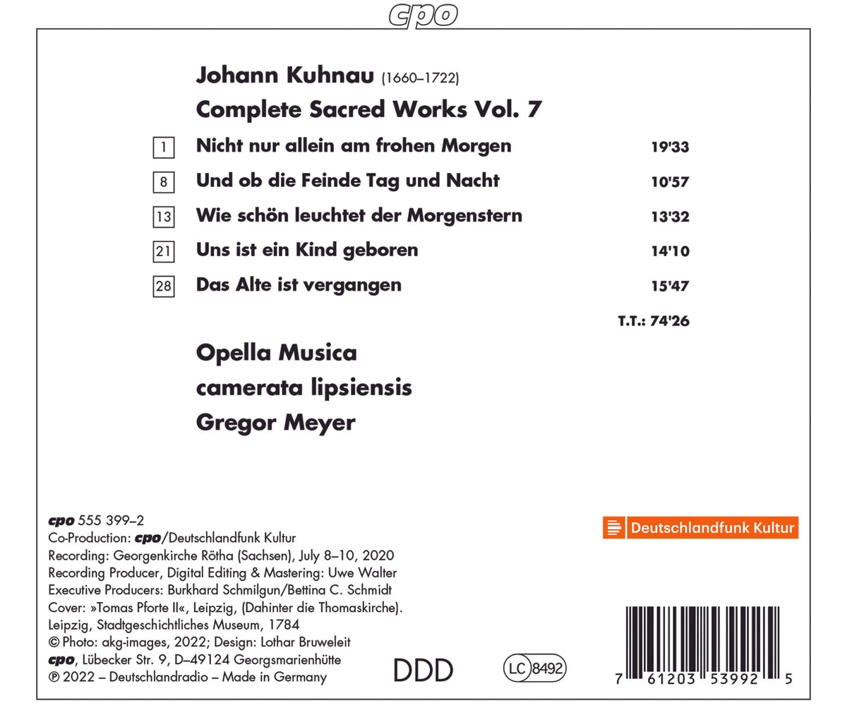 Kuhnau: Complete Sacred Works, Vol. 7