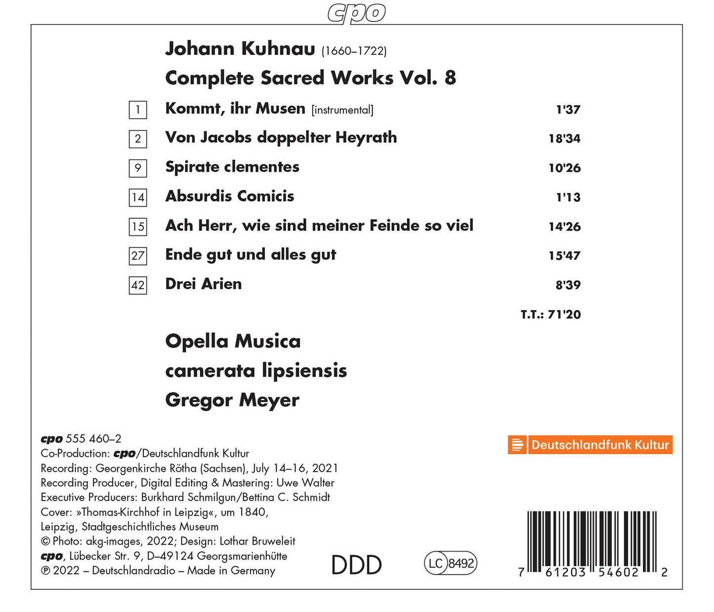 Kuhnau: Complete Sacred Works, Vol. 8