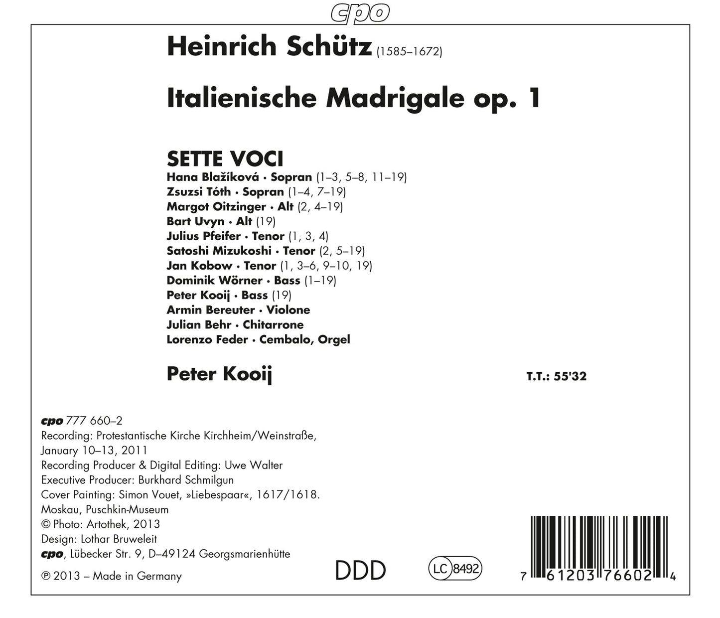 Schütz: Italienische Madrigale op. 1