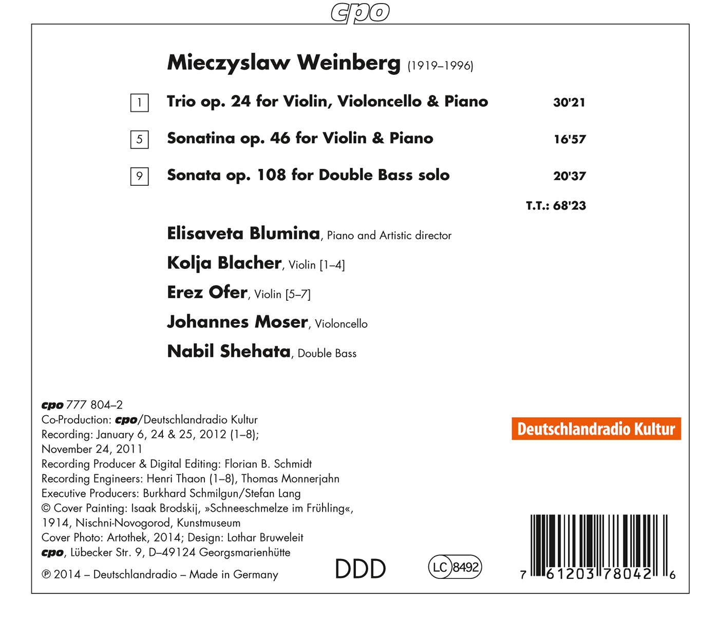 Weinberg: Piano Trio - Violin Sonatina - Double Bass Sonata