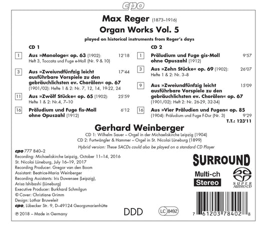 Reger: Organ Works, Vol. 5