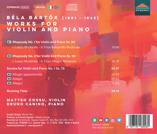 Bartok: Works For Violin & Piano Matteo Cossu, Bruno Canino