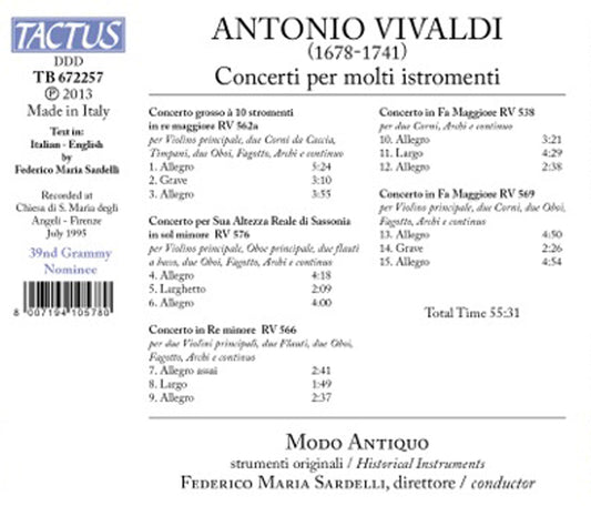 Vivaldi: Concerti per molti istromenti / Baroque Orchestra Modo Antiquo