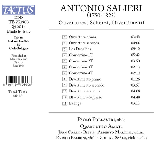 Salieri: Ouvertures, Scherzi & Divertimenti