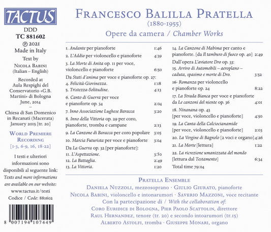 Pratella: Opere da Camera