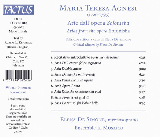 Agnesi: Arias From The Opera Sofonisba