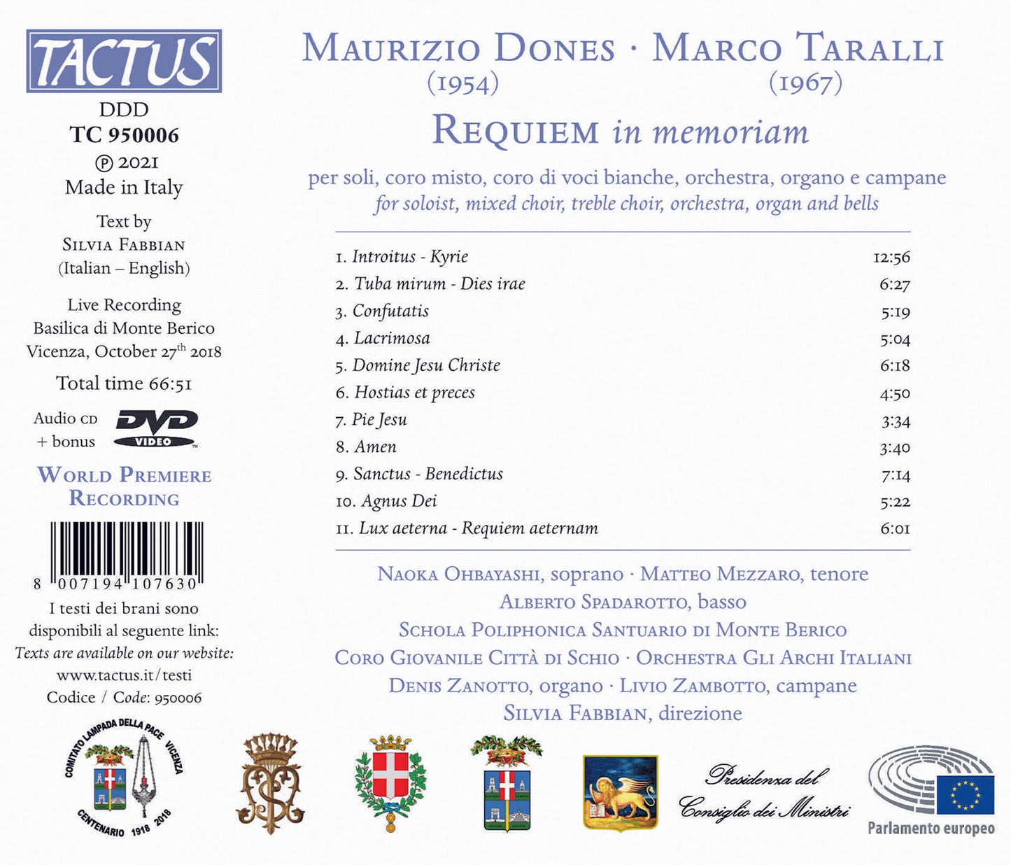 Dones & Taralli: Requiem in Memoriam