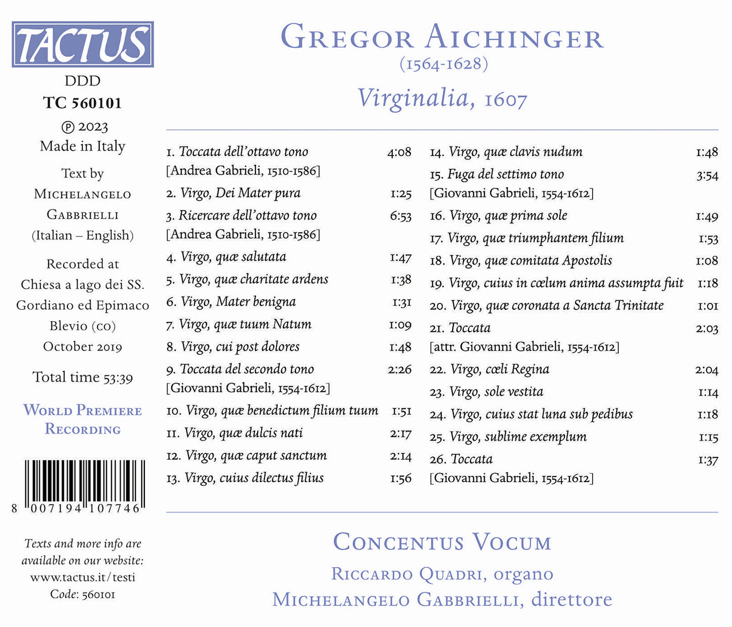 Aichinger: Virginalia, 1607