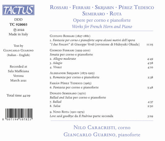 Ferrari, Rossari, Rota, Semeraro, Scriabin & Tedesco: Works
