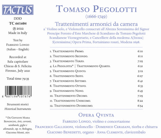 Pegolotti: Trattenimenti Armonici Da Camera