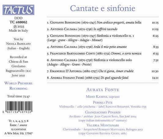 Bononcini, Caldara / Cantate e sinfonie