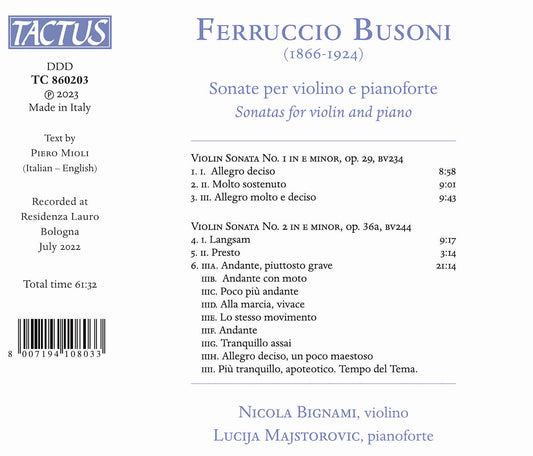 Busoni: Sonate Per Violino E Pianoforte