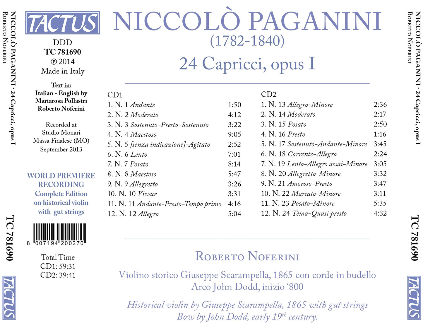 Paganini: 24 Capricci, Op. 1