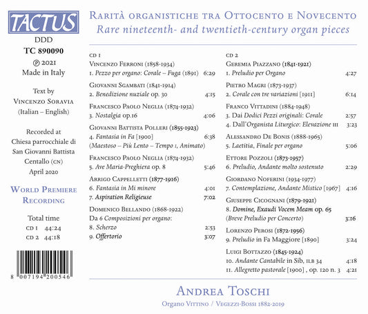 Rare 19Th & 20Th Century Organ Andrea Toschi