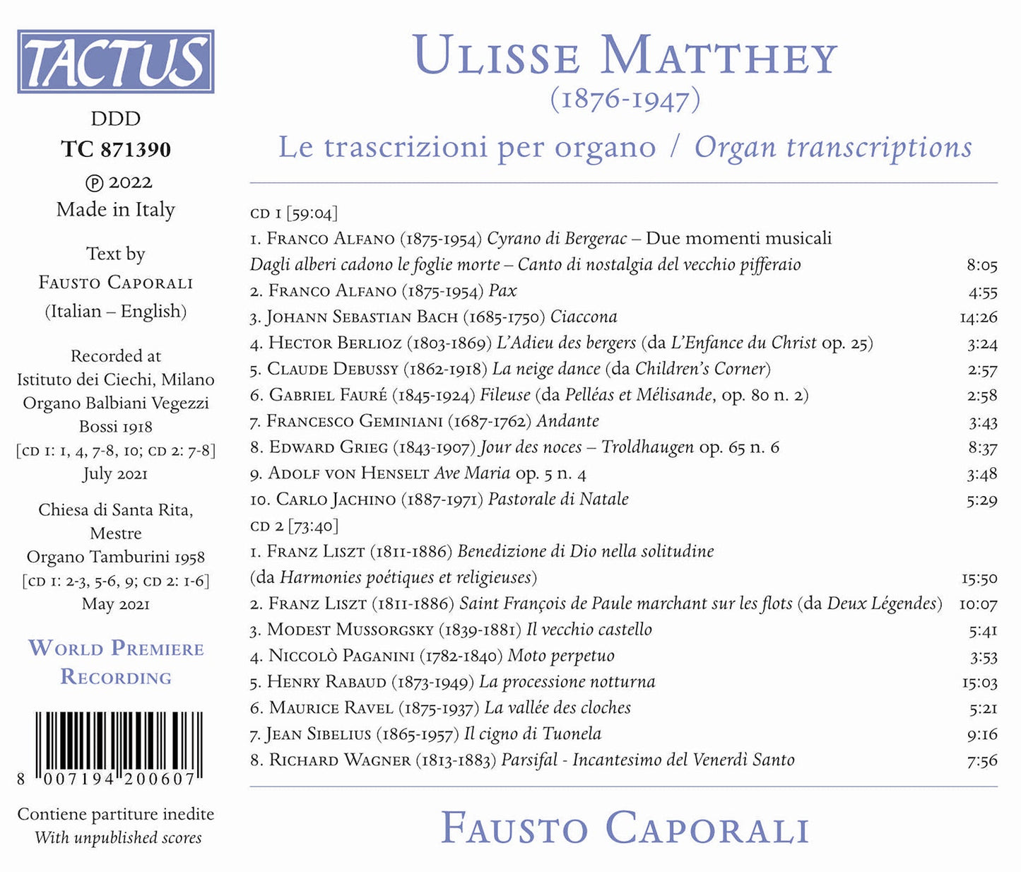 Matthey: Organ Transcriptions