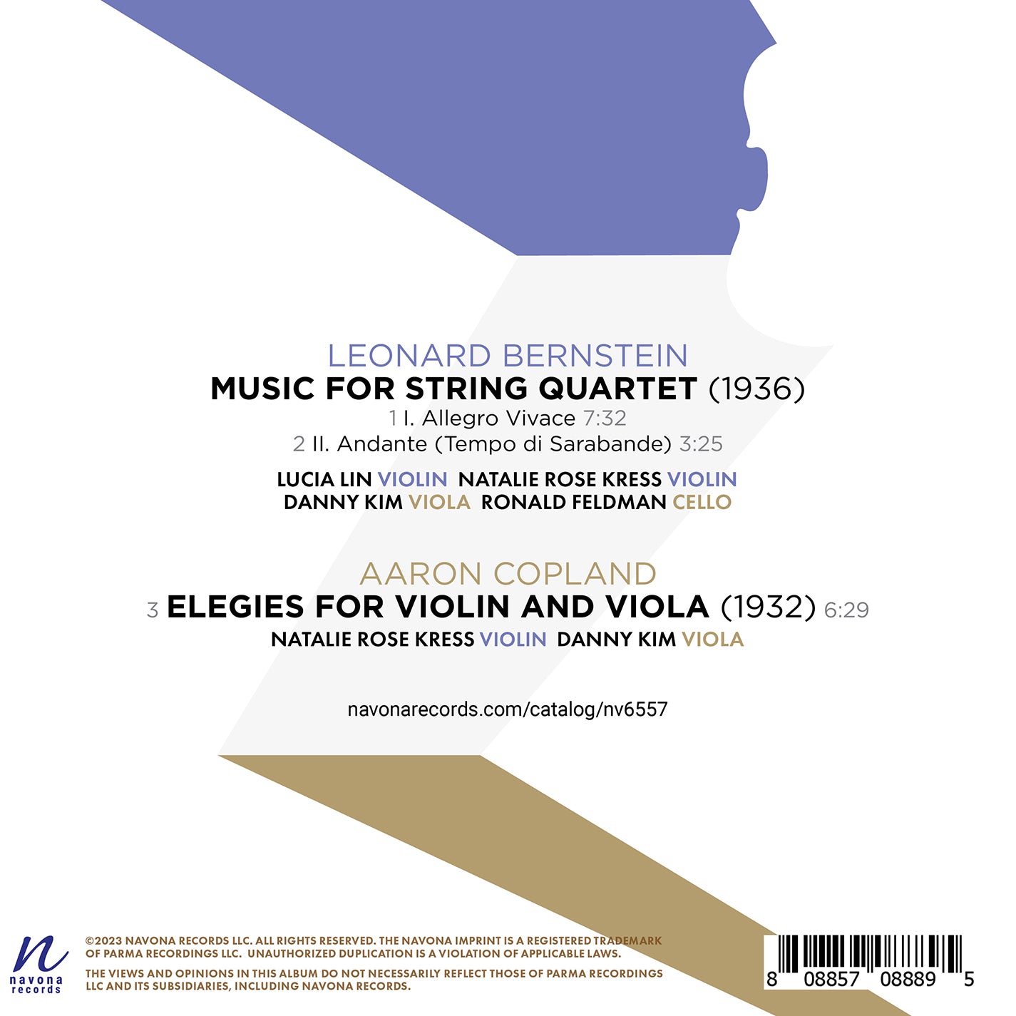 Bernstein: Music for String Quartet - Copland: Elegies for Violin and Viola