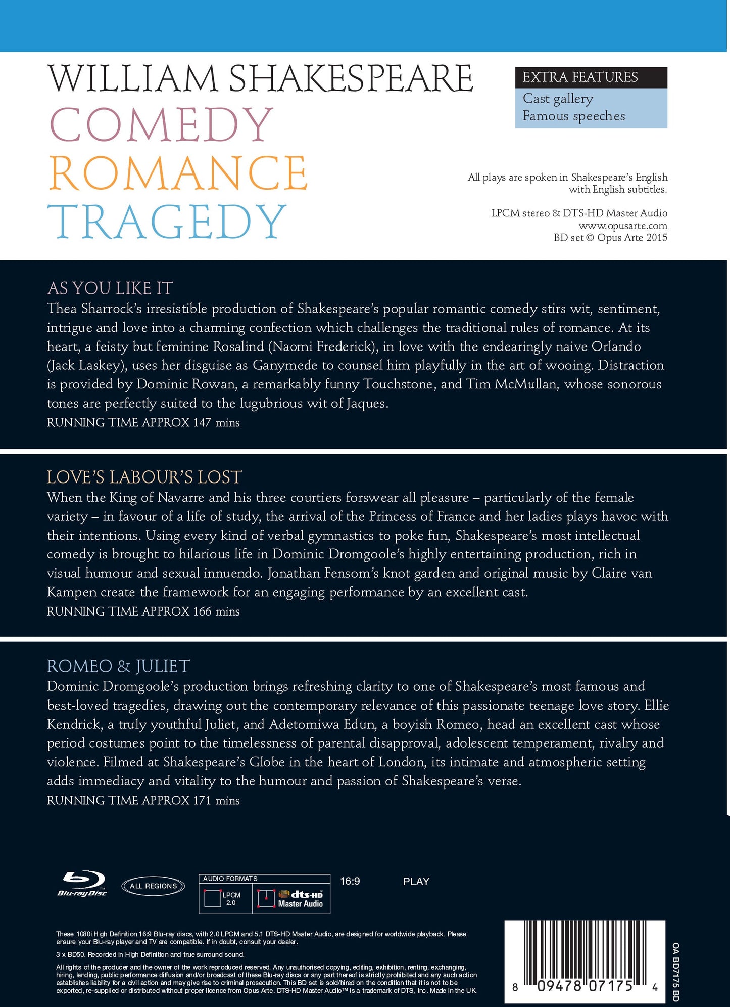 Shakespeare: Comedy, Romance, Tragedy