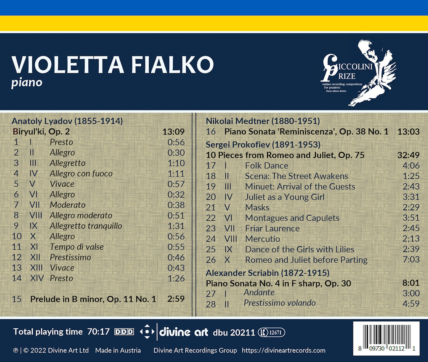 Lyadov, Medtner, Prokofiev & Scriabin: Violetta Fialko - Cic