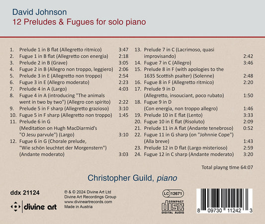 Johnson: 12 Preludes & Fugues For Solo Piano Christopher Guild