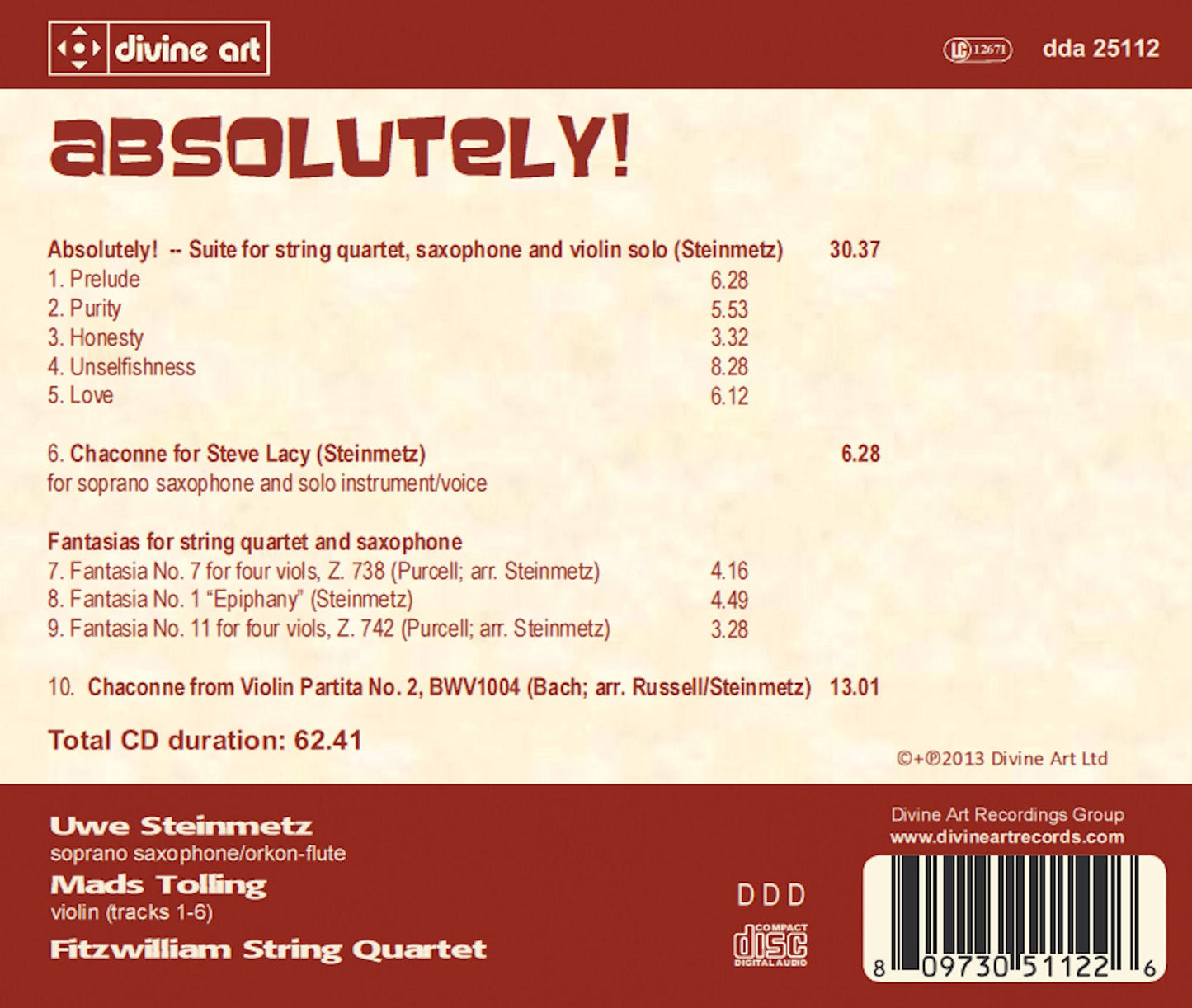 Steinmetz: Absolutely! Music for Jazz Soloists + String Quartet