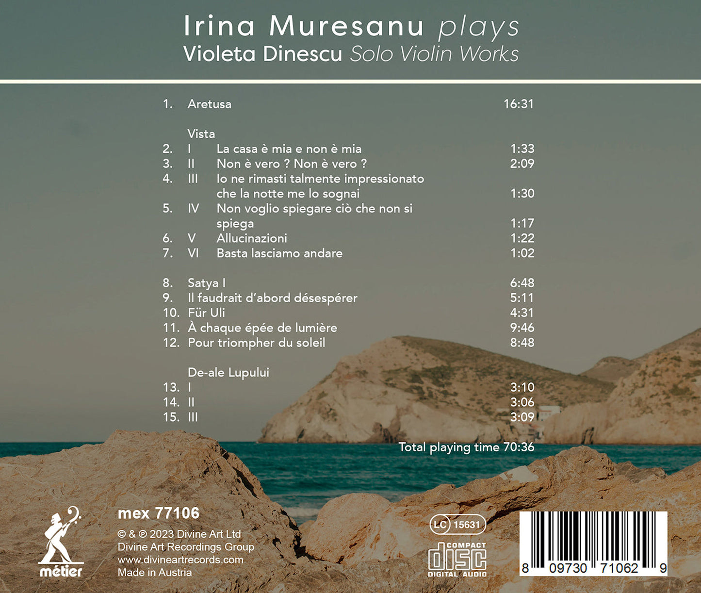 Dinescu; Solo Violin Works / Irina Muresanu