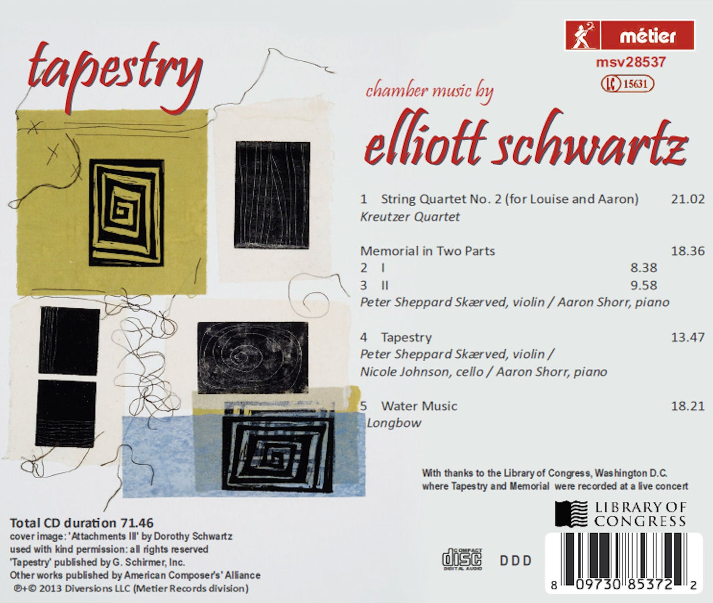 Tapestry - Chamber Music by Elliott Schwartz